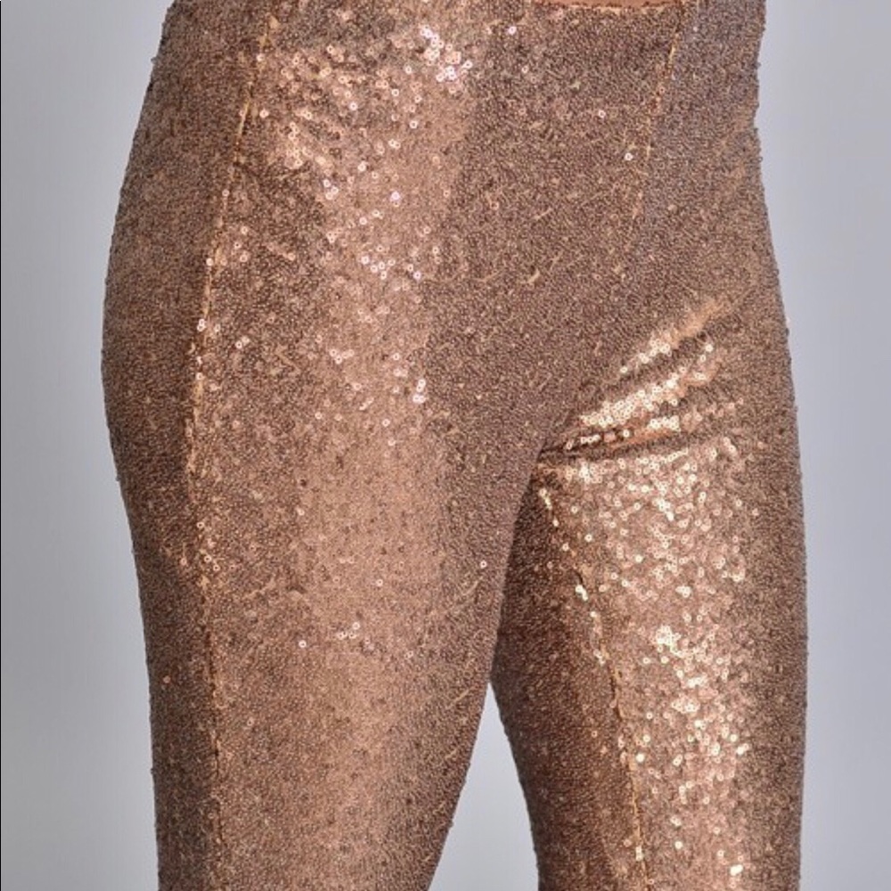 Bronze Gold Sequined Leggings - Picture 7 of 8